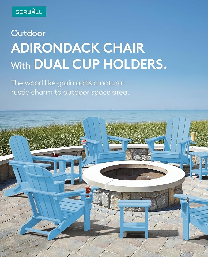 SERWALL Adirondack Chair with Cup Holders - Image 6