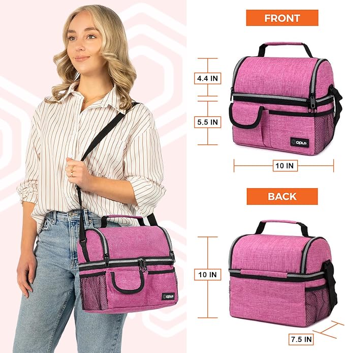 opux Lunch Bag Women Insulated, Adult Lunch Box Cooler, Lunch Box - Image 3