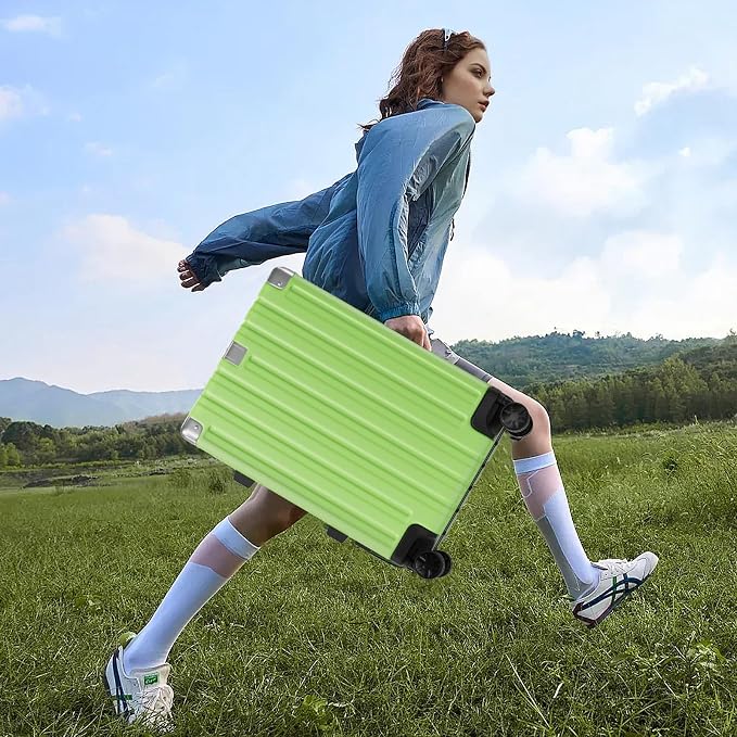 Krute Checked Aluminum Frame Suitcase 24 Inch Zipperless Luggages Hardside PC - Image 9