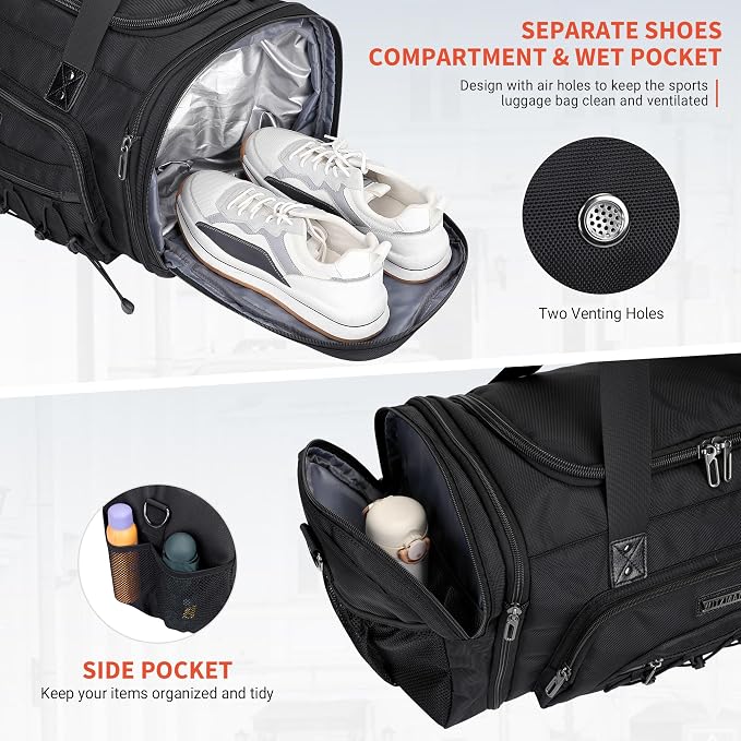WITZMAN Duffle Bag for Men Nylon Large Gym Weekender Bag - Image 5