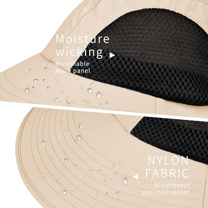 Sun Hat for Men Women with Neck Flap, UPF 50+ UV Protective Hiking Fishing Hats - Image 4