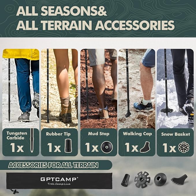 GPTCAMP Hiking Stick, Lightweight Folding Adjustable Travel Walking Stick - Image 7