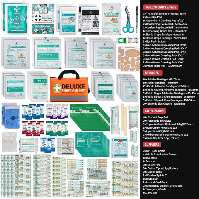 380 Pieces Deluxe First Aid Kit Compact Trauma Medical Kits - Image 5