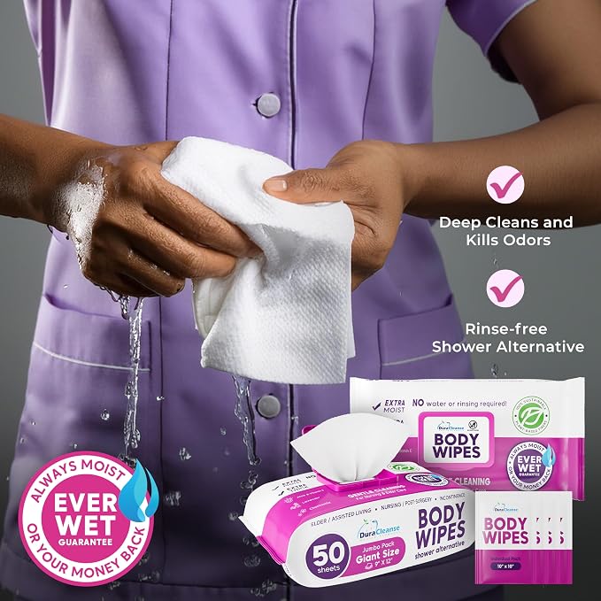 XL Bath Wipes for Adults Bathing No Rinse - Image 5
