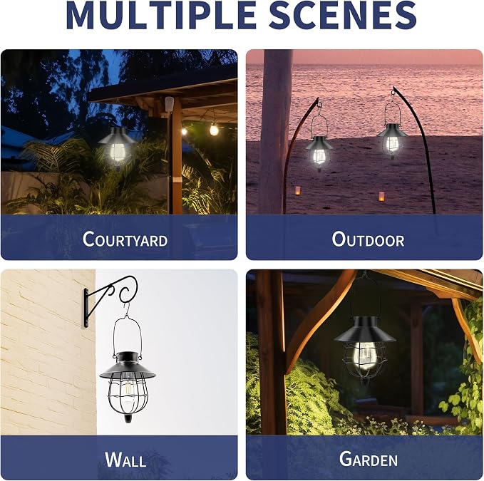 2 Pack Solar Lanterns Outdoor Waterproof Hanging Solar Lights - Image 7