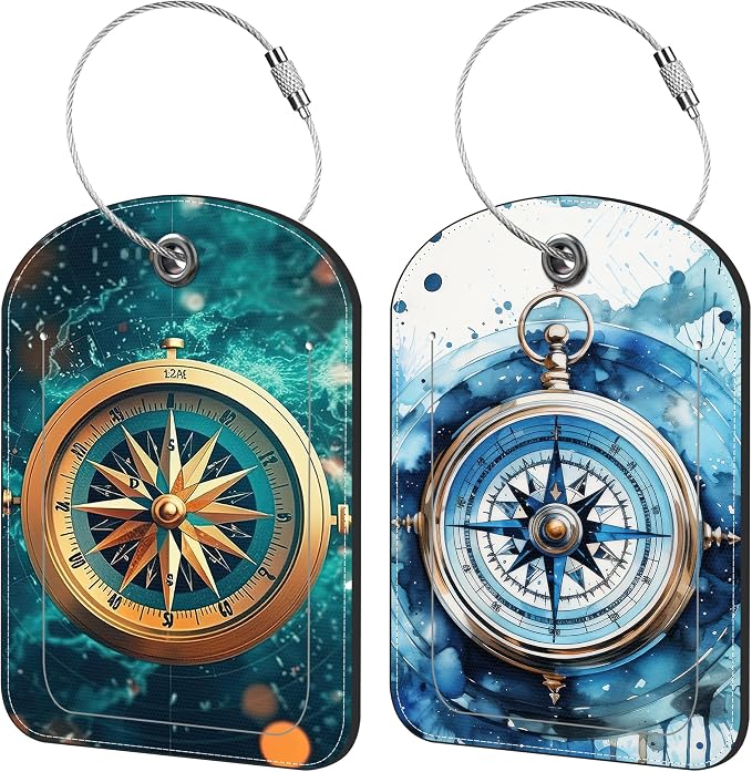 Old Compass on Vintage Map Luggage Tag by iapodiad