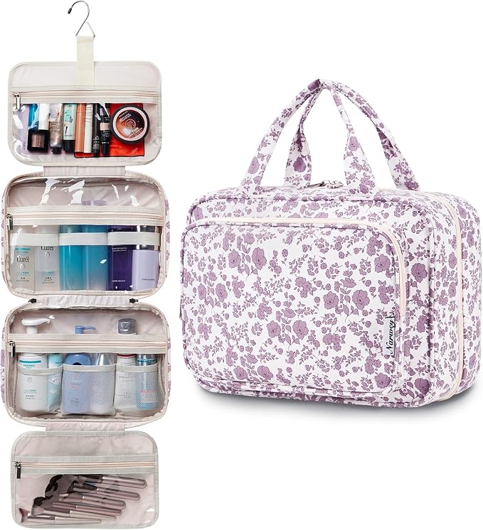 Travel Toiletry Bag for Women Large Hanging Makeup Bag Organizer Toiletries Bag - Image 4