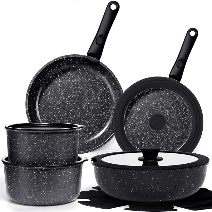GiPP Ceramic Pots and Pans Set Non Stick, Nonstick Detachable Handle Cookware by GiPP