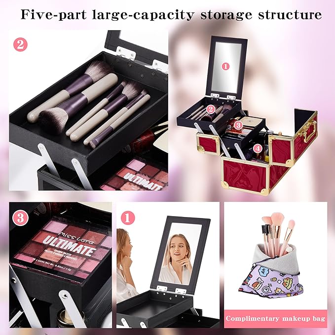 Makeup Train Case, Portable Makeup Case - Image 4