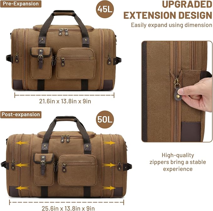 Travel Duffle Bag for Men, Heavy Duty Canvas Duffle Bag, Carryon Bags for - Image 5