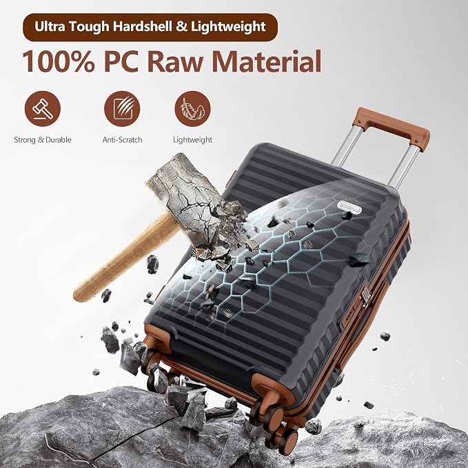 SHOWKOO Luggage Sets 3 Piece Hardside Expandable Suitcase - Image 3