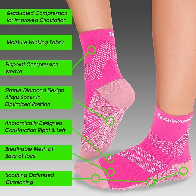 TechWare Pro Plantar Fasciitis Socks – Cushion Ankle Compression Socks Women & - Image 3