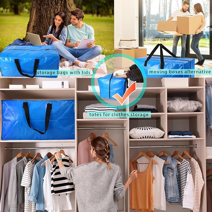 8 Pack Heavy Duty Extra Large Moving Bags Storage Tote - Image 6
