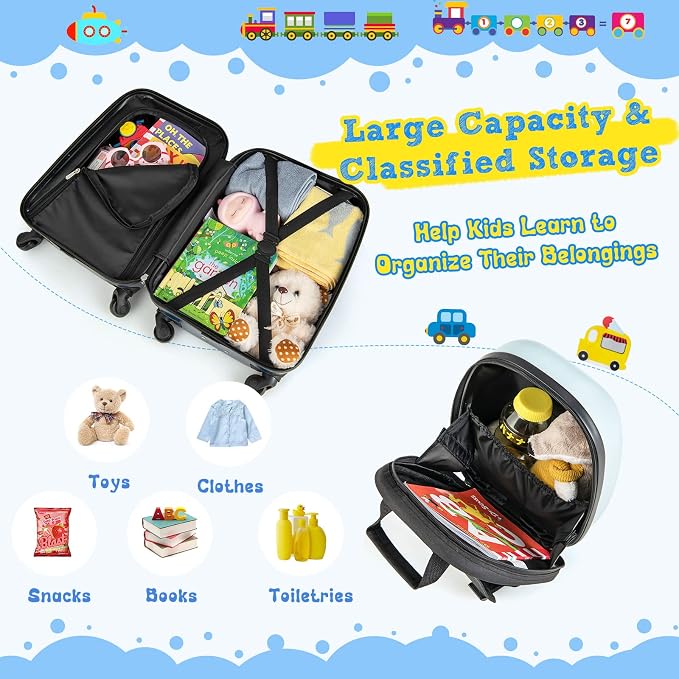 HONEY JOY Kids Luggage, Lightweight Toddler Girls Suitcase, Durable ABS - Image 7