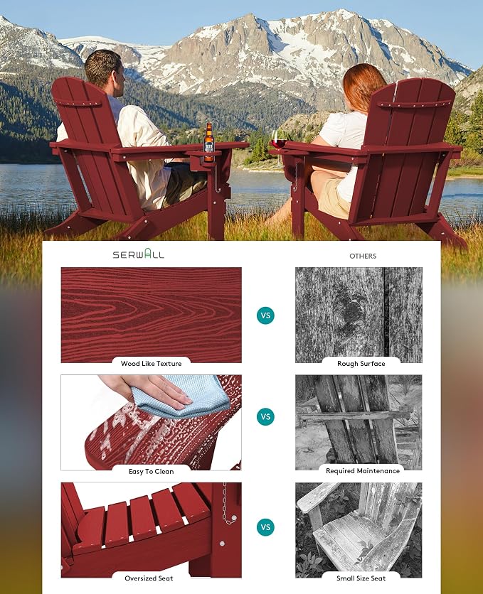 SERWALL Adirondack Chair with Cup Holders - Image 5