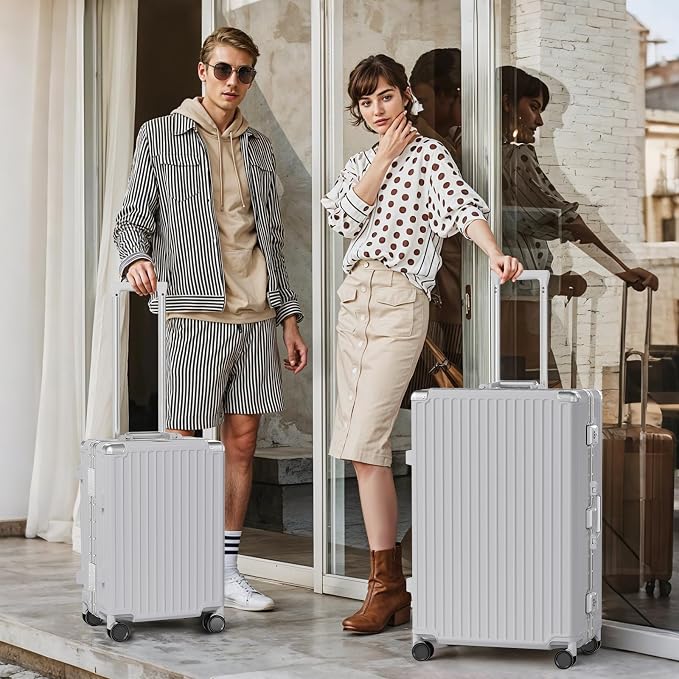 AnyZip Luggage Sets 2 Piece Aluminum Frame Carry On and Checked Suitcase PC ABS - Image 2