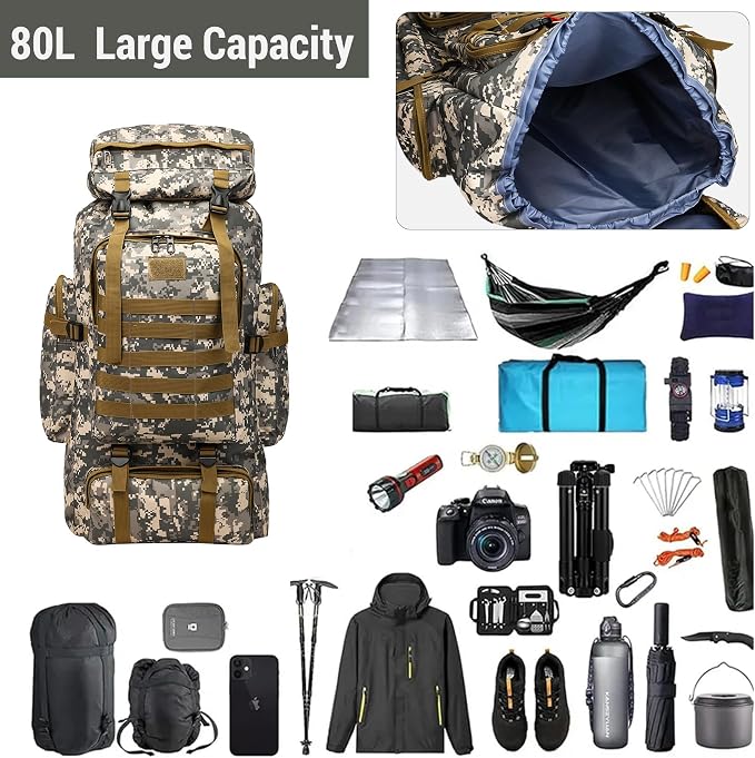 80L 2Pcs Hiking Backpack for Men - Image 3
