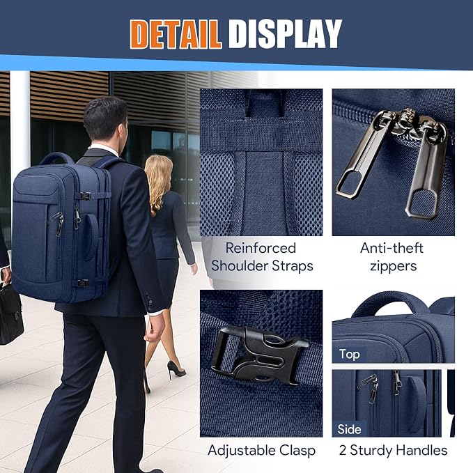 55L Travel Backpack, Extra Large Laptop Backpack, Carry On Backpack, Expandable - Image 5
