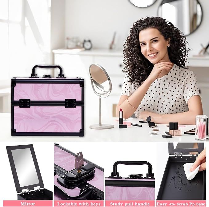 Makeup Train Case, Portable Makeup Case - Image 6