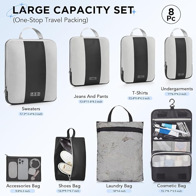 8 Set Compression Packing Cubes - Image 2
