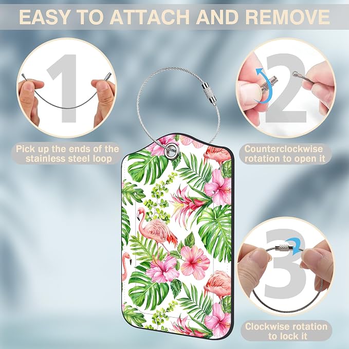 2 Pcs Pink Flamingo Luggage Tags - Image 4