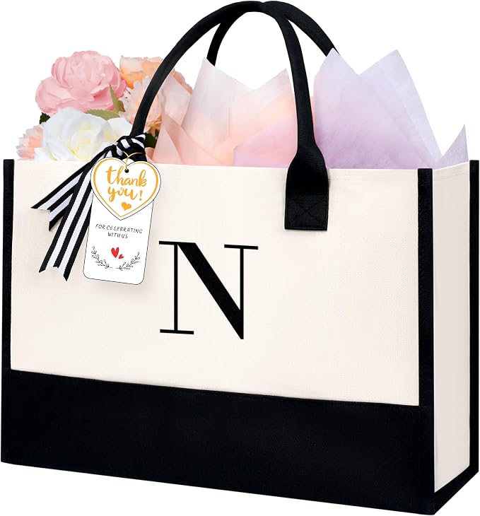 BAGAIL Initial Tote Bag, Personalized Birthday Gifts by BAGAIL
