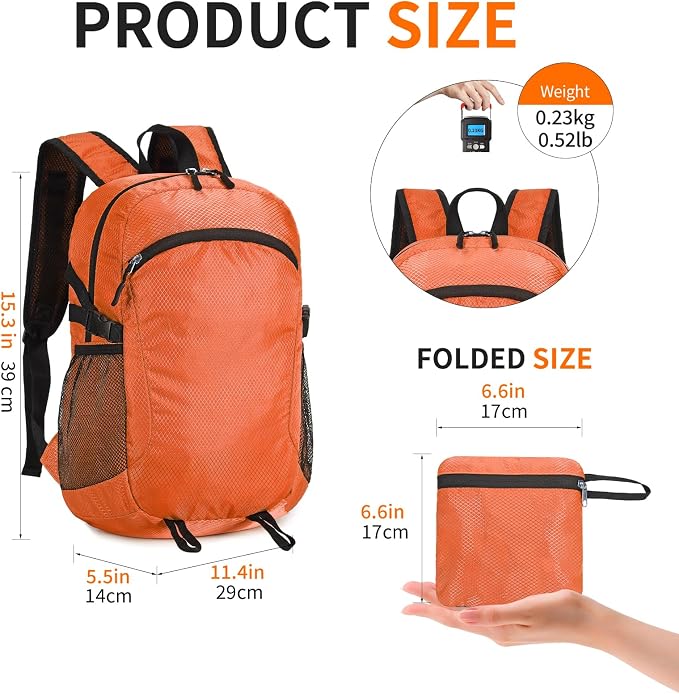 Small Hiking Daypack, 15L Water-Resistant Hiking Backpack Packable Lightweight - Image 5