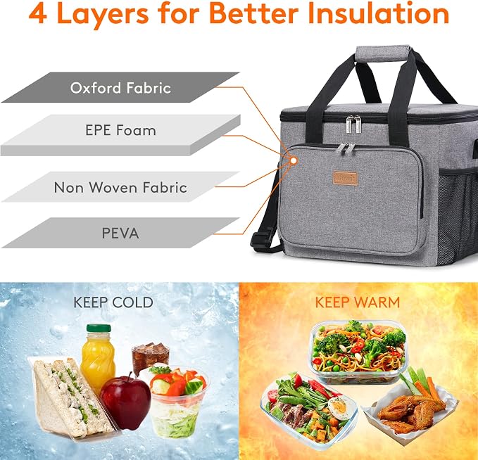 Lifewit Large Lunch Bag Insulated Lunch Box Soft Cooler Cooling Tote - Image 2