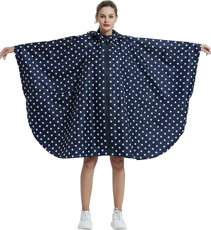 Rain Poncho Jacket Coat Hooded Zipper Style - Image 6