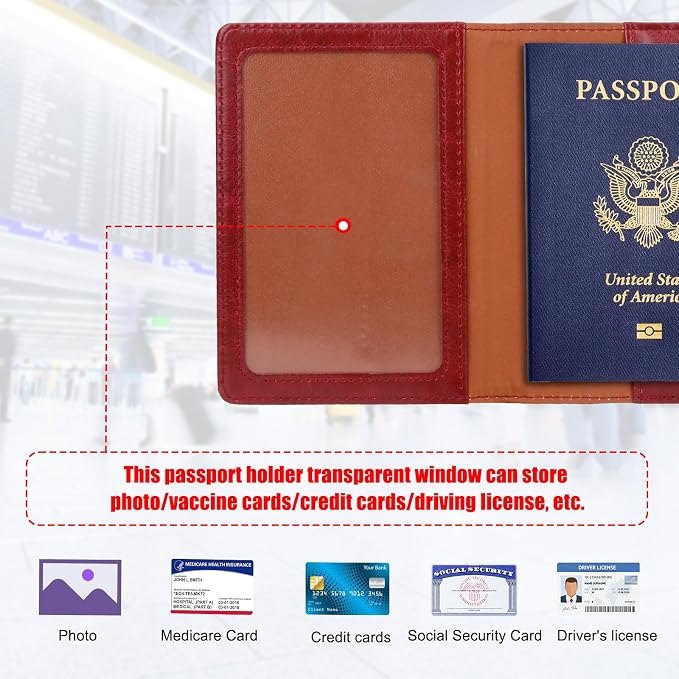 TIGARI Passport Holder for Travel Women Men, PU Leather Passport Wallet Cover - Image 2