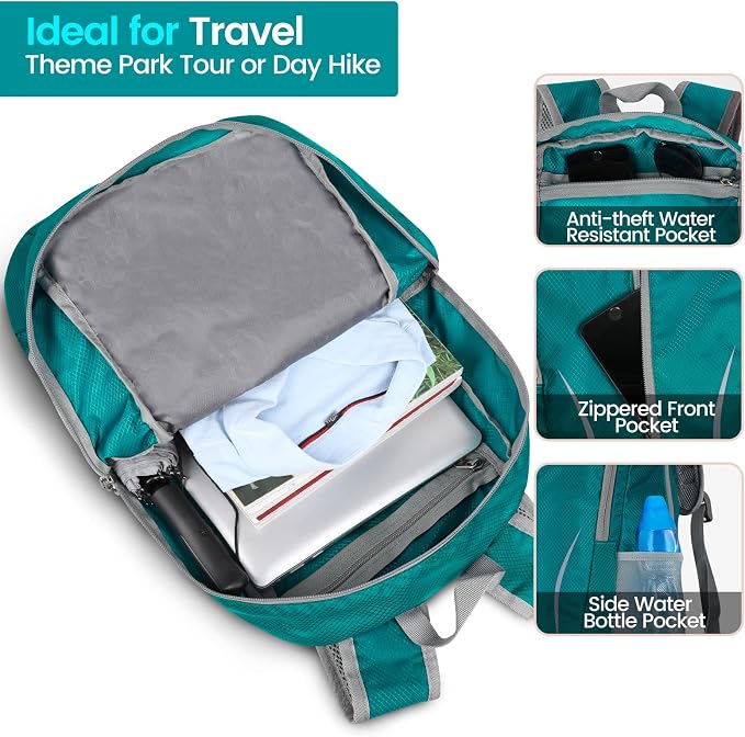 ZOMAKE Ultra Lightweight Packable Backpack 25L, Foldable Hiking Backpacks Water - Image 3