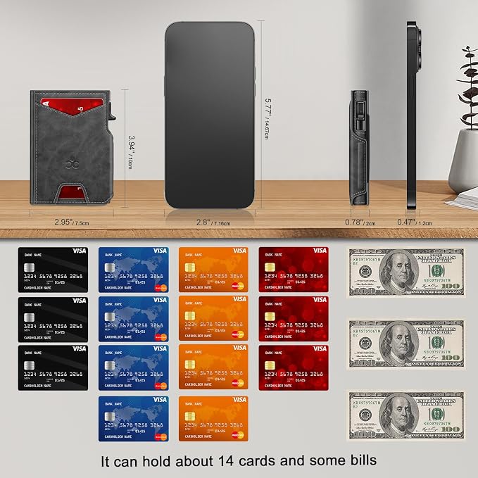Wallet for Men Wallet with Slim Pop Up Card Holder 9-13 Cards, Bifold - Image 6
