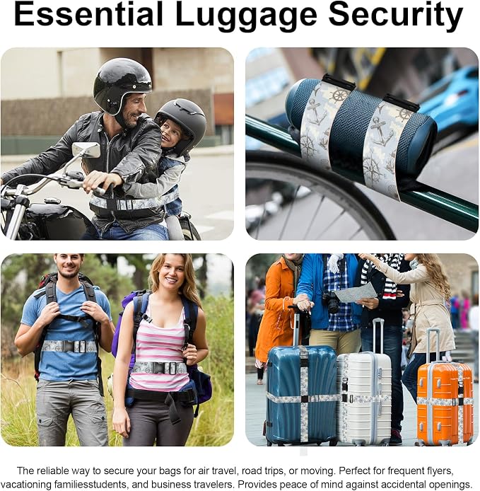 2 Pack Luggage Straps, Adjustable Cute Printing - Image 2