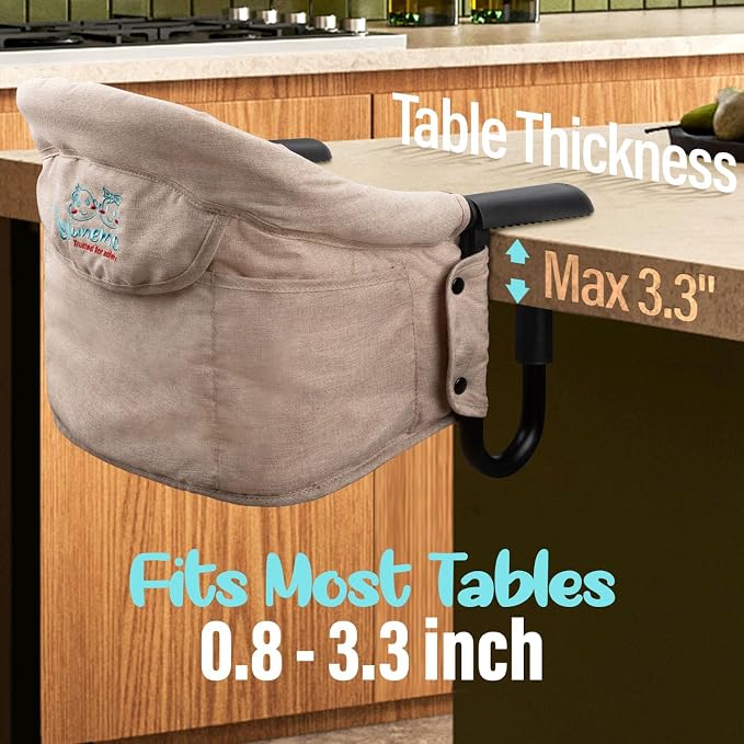 Hook On Chair with Removable Dining Tray, Portable Hook-On Chairs with Storage - Image 4