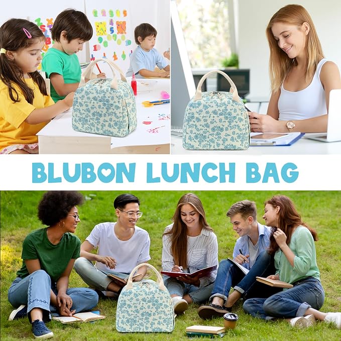 Bluboon Lunch Bag for Women Men Cute Corduroy Lunch Tote Bags Reusable - Image 6