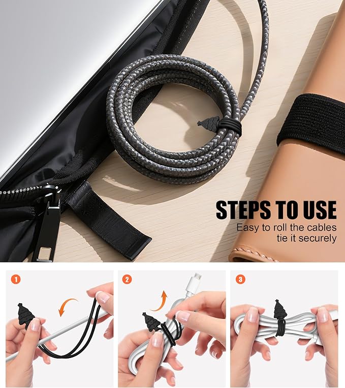 Nearockle Silicone Cable Ties Cord Organizer, Travel Essentials - Image 4
