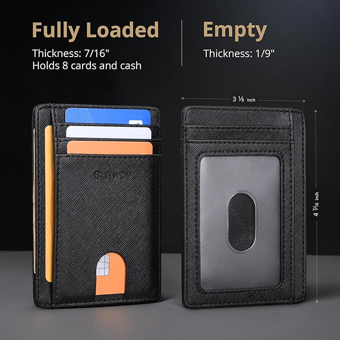 Buffway Slim Minimalist Front Pocket RFID Blocking Leather Wallets - Image 5