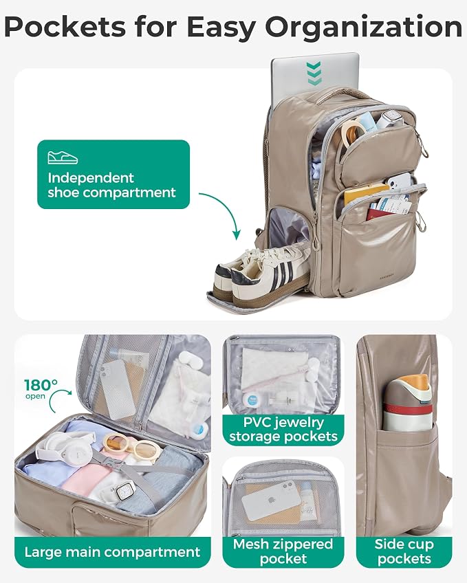 BAGSMART 30L Travel Backpack, 15.6 Inch Carry On Backpack Flight Approved - Image 3