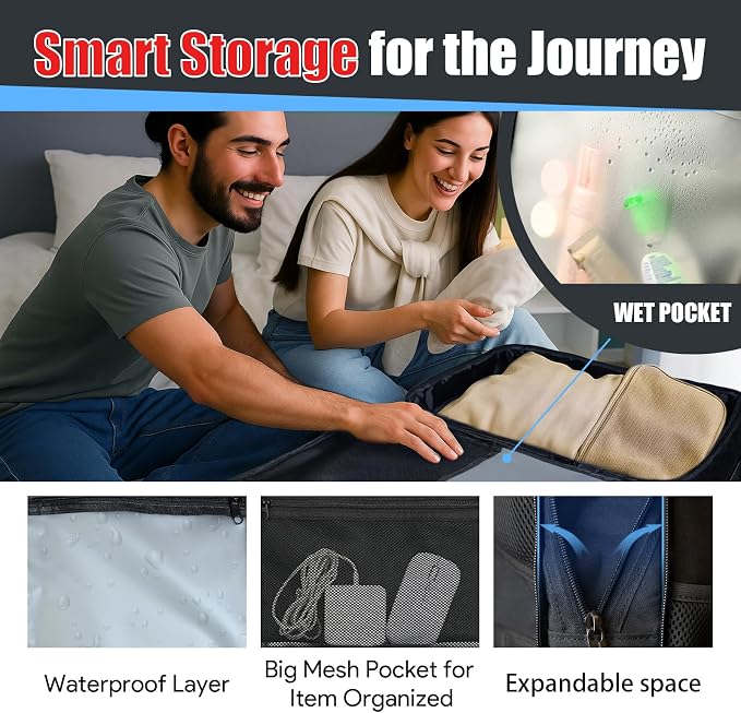 Travel Backpack, Expandable 40-50L Carry On Backpack, Extra Large Anti-Theft - Image 7