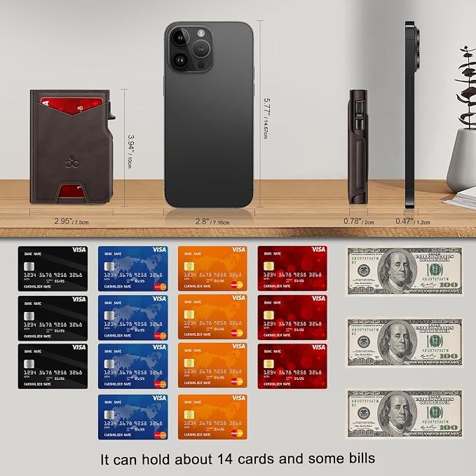 Wallet for Men Wallet with Slim Pop Up Card Holder 9-13 Cards, Bifold - Image 6