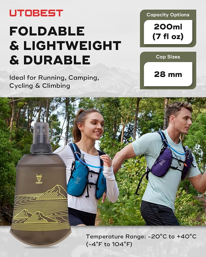 UTOBEST 200ml Soft Flask, 2 Pack Flexible TPU Hydration Water Bottle, - Image 7