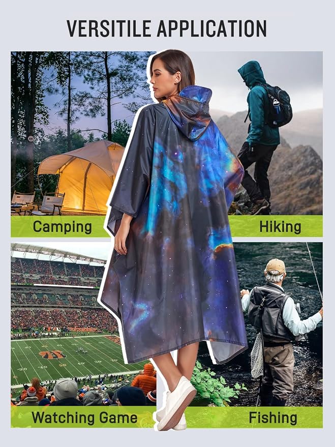 SaphiRose Extra Thick Hooded Rain Poncho Double Layer Waterproof Raincoat Jacket - Image 6