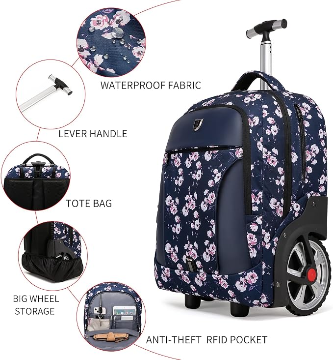 Rolling Backpack, Waterproof Backpack - Image 5