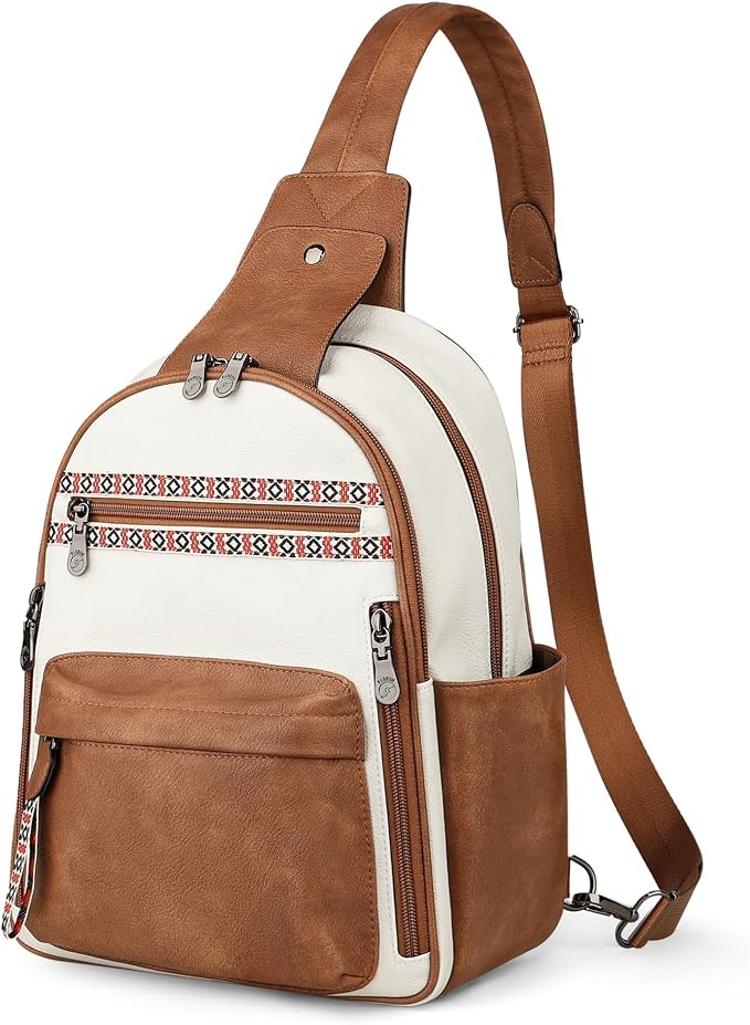 FADEON Large Sling Bag for Women, Leather Crossbody Purse Designer Anti Theft - Image 8