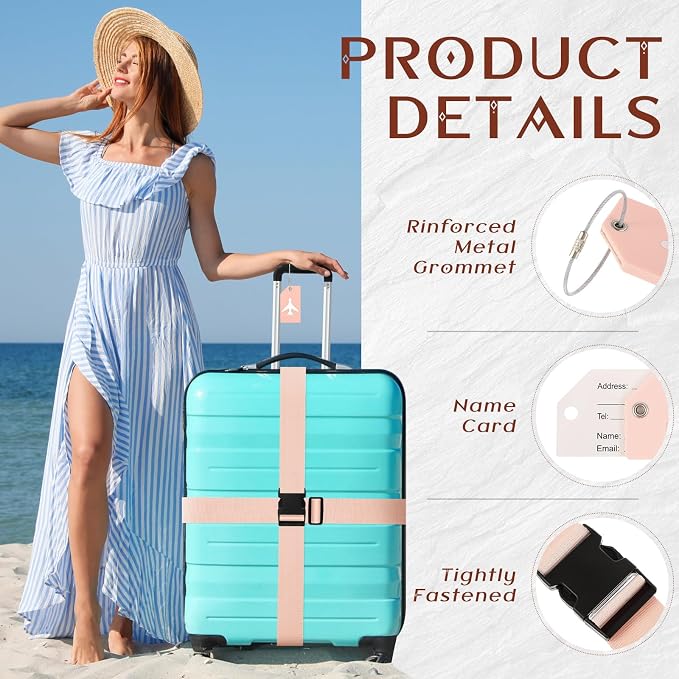 Weewooday 8 Pcs Luggage Straps Suitcase Tags Set - Image 6