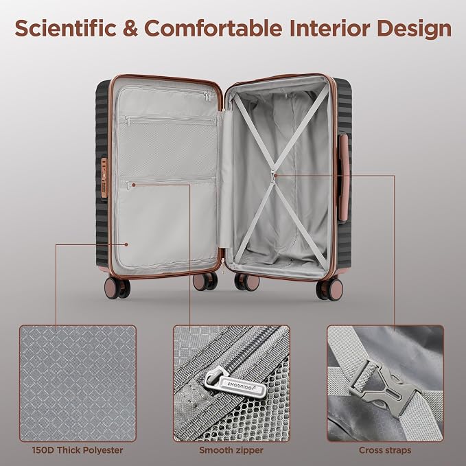 SHOWKOO Luggage Sets 3 Piece Hardside Expandable Suitcase - Image 8
