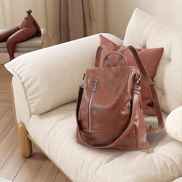 Women Backpack Purse PU Leather Anti-theft Casual Shoulder Bag Fashion Ladies - Image 6
