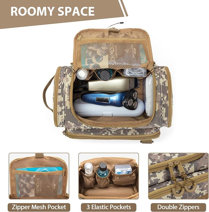 Tactical Toiletry Bag for Men, Hanging Hygiene Bag, Travel Dopp Kit Organizer - Image 3