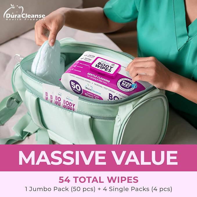 XL Bath Wipes for Adults Bathing No Rinse - Image 2