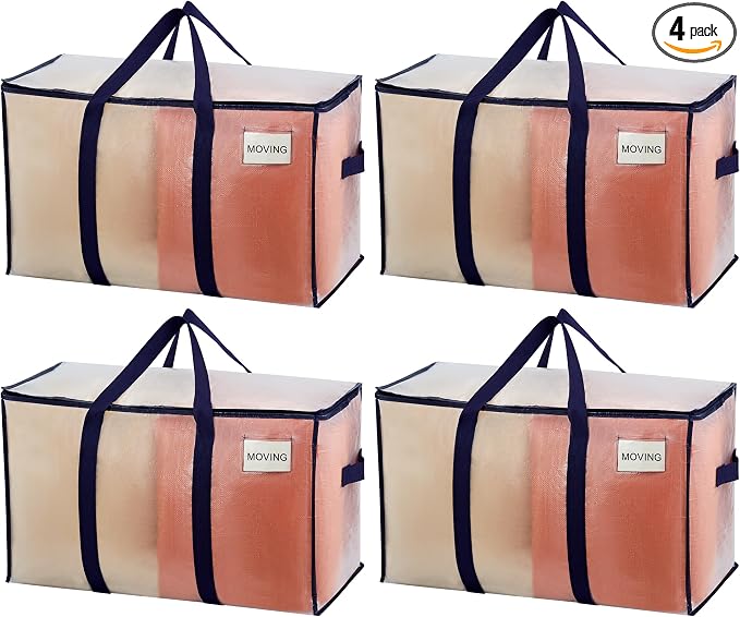 VENO 4 Pack Moving Bags, Heavy Duty, Moving Boxes Alternative, Packing Storage by Veno